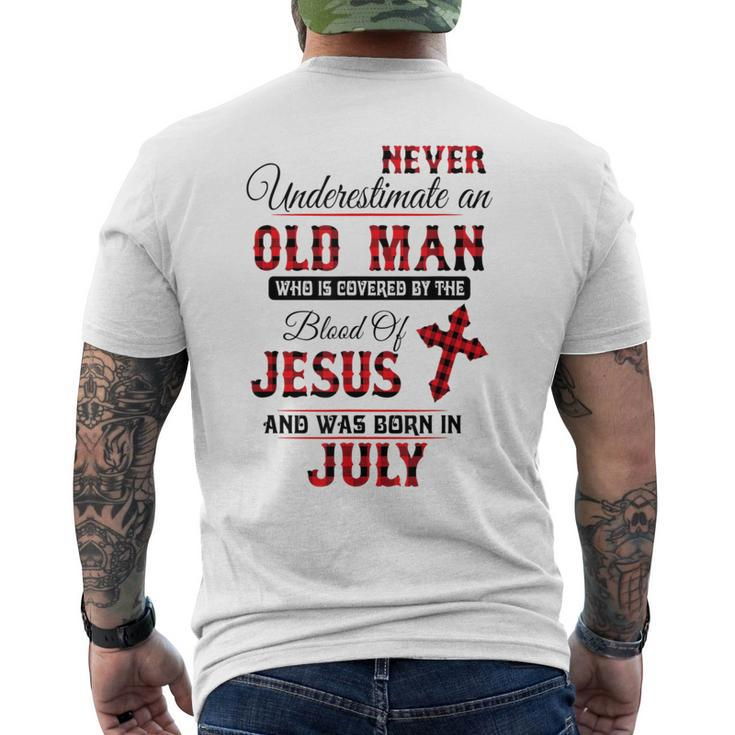 Never Underestimate An Old Man Blood Of Jesus July Men's T-shirt Back Print