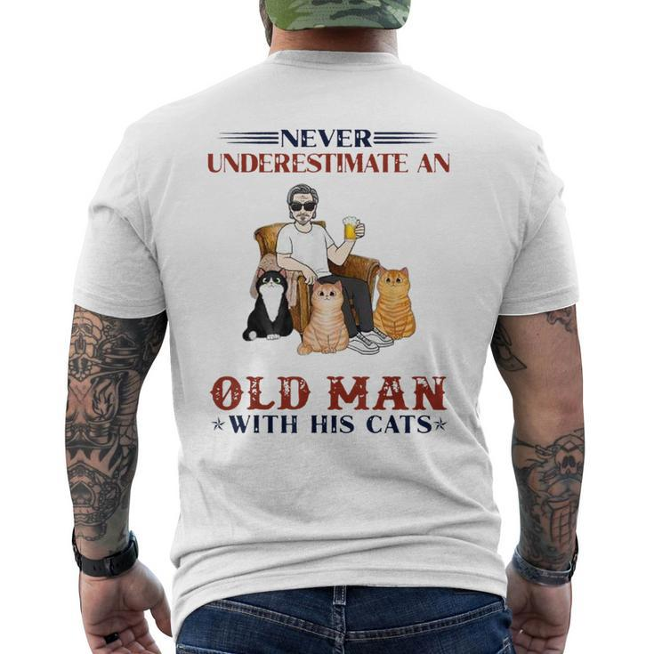 Never Underestimate An Old Man With His Cats Dad Men's T-shirt Back Print