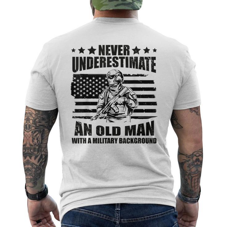 Never Underestimate An Old Man With Military Background Men's T-shirt Back Print