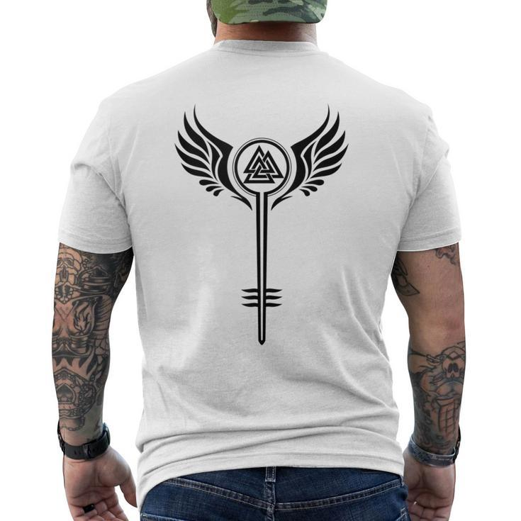 Valkyrie Symbol Valknut Odin Wings Vikings Asgard Valhala Men's T-shirt Back Print