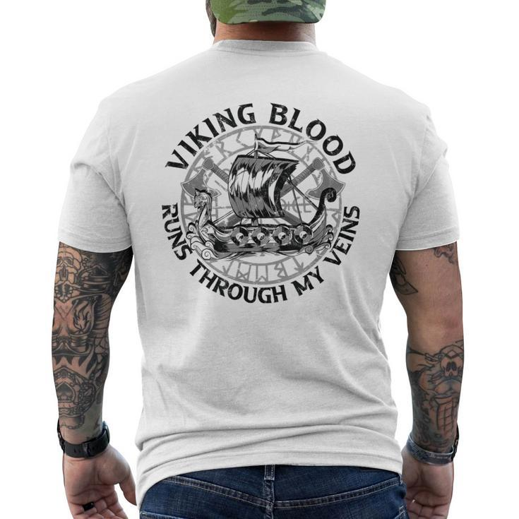 Viking Blood Runs Through My Veins Germanic Sailing Ship Men's T-shirt Back Print