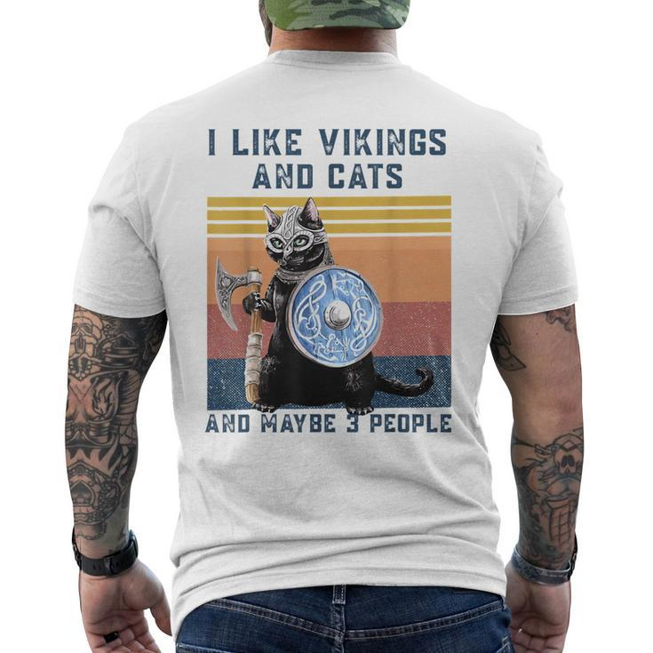 I Like Vikings And Cats And Maybe 3 People Men's Back Print T-shirt
