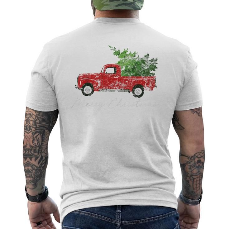 Vintage Christmas Classic Truck With Snow And Tree Men's T-shirt Back Print