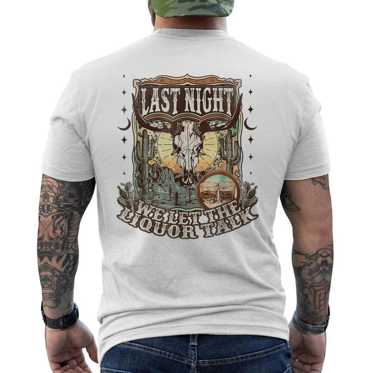 Wallen Western Cow Skull Last Night We Let The Liquor Talk Men's Back Print T-shirt