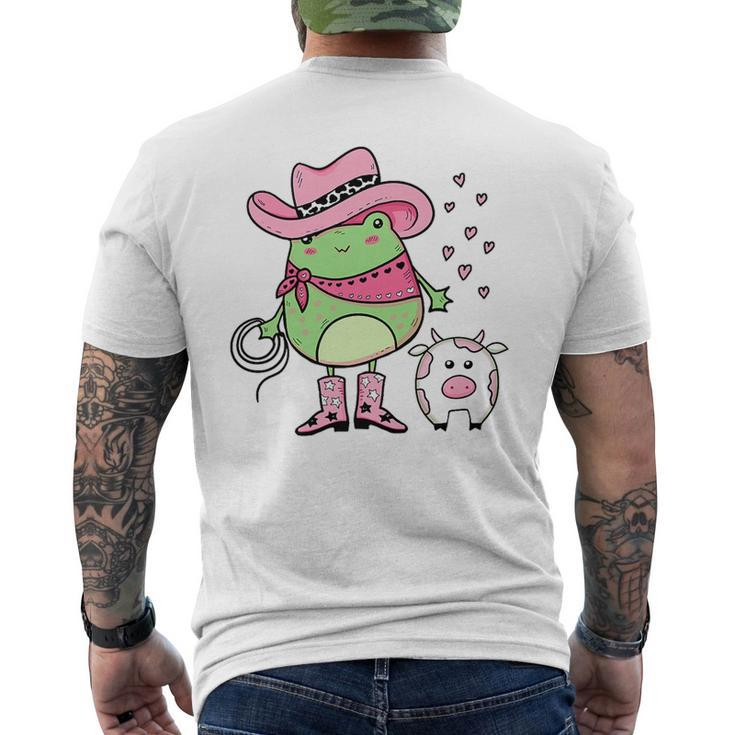 Western Cowgirl Hat Boots Cottagecore Frog Cow - Pink   Gifts For Frog Lovers Funny Gifts Mens Back Print T-shirt
