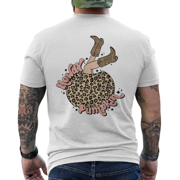 Western Leopard Howdy Pumpkin Cowgirl Halloween Halloween Men's T-shirt Back Print