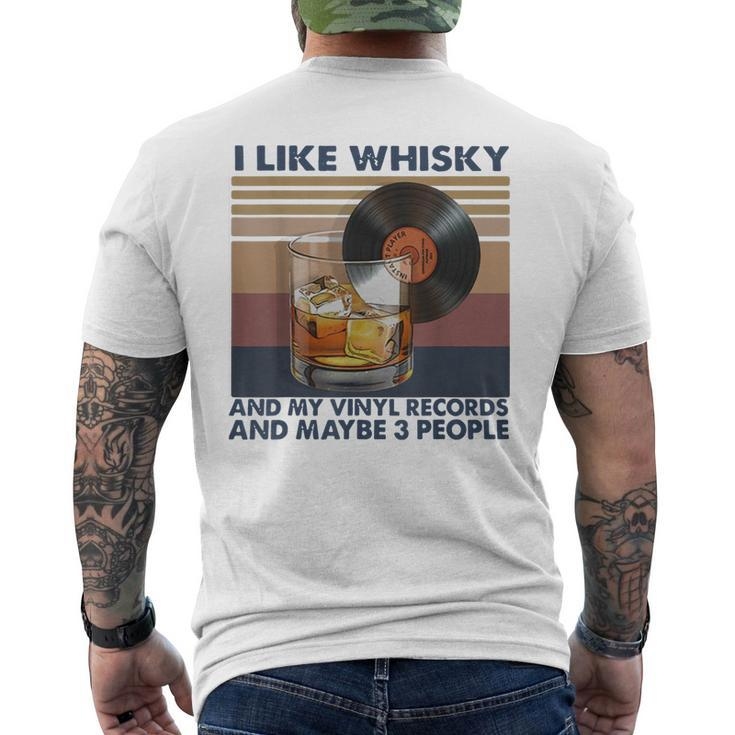 I Like Whisky And My Vinyl Records And Maybe 3 People Men's Back Print T-shirt
