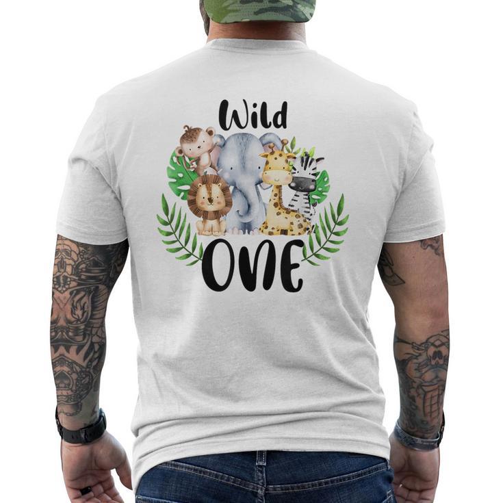 Wilde One Of The Wild One Zoo Birthday Safari Jungle Animal  Mens Back Print T-shirt