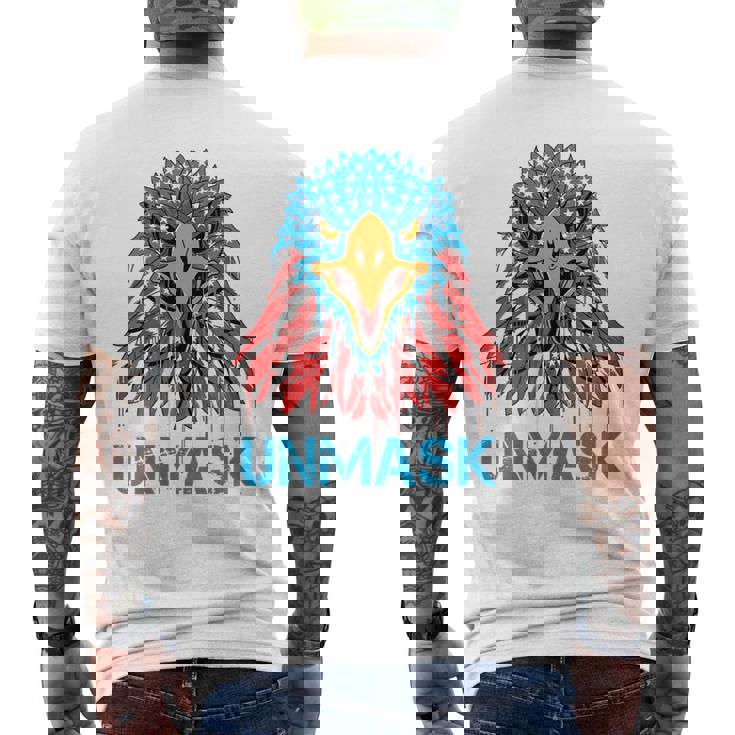 Womens Unmask Usa 4Th Of July Eagle -On Back No More Mask 4 Of July  Mens Back Print T-shirt