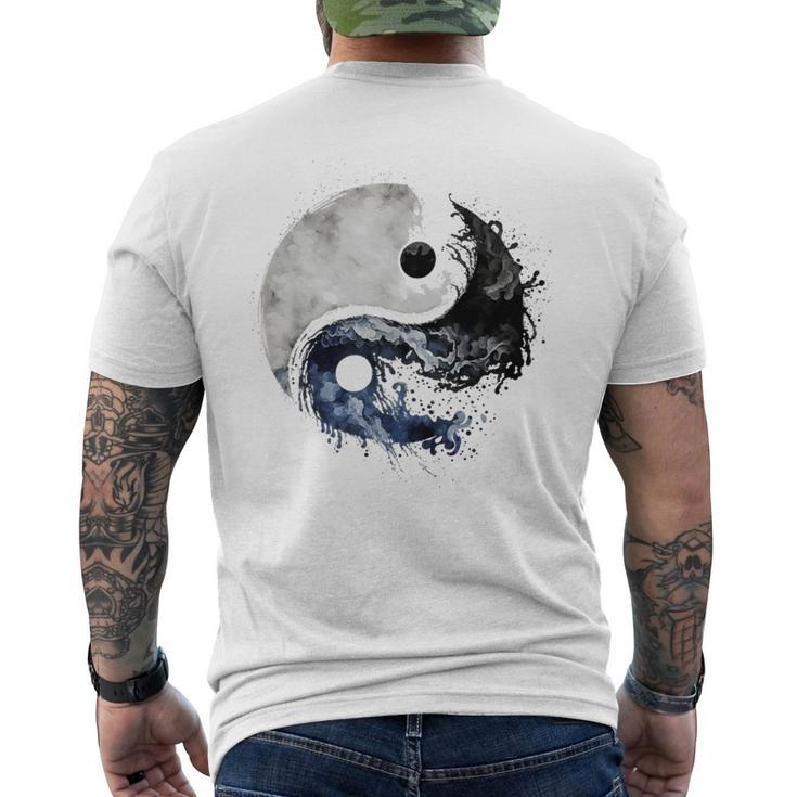 Ying Yang Balance Meditation Water Color Tai Chi Flow State Men's T-shirt Back Print