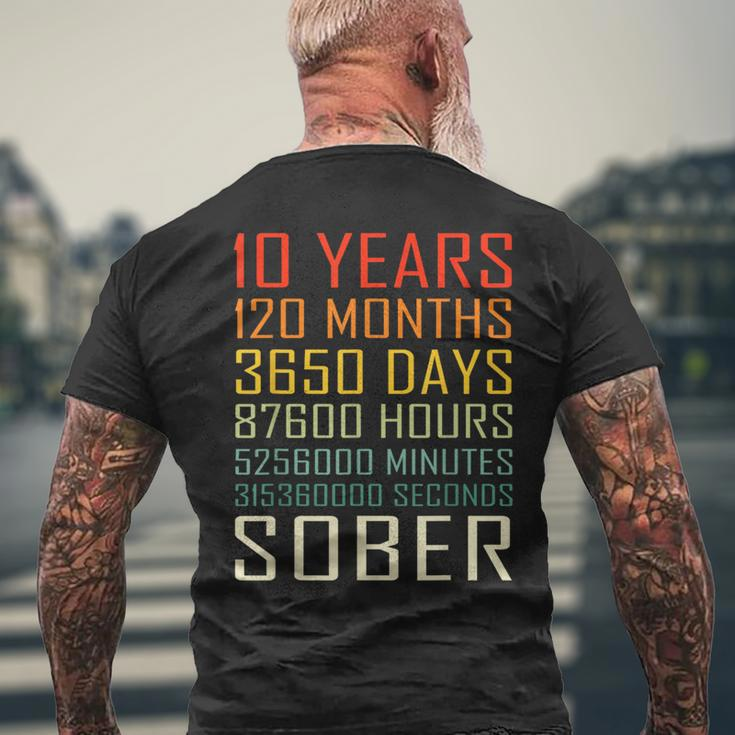 10 Year Sobriety Anniversary Vintage 10 Years Sober Mens Back Print T-shirt Gifts for Old Men