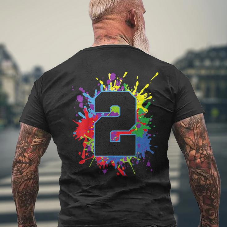 2Nd Birthday For Girls Boys 6 Paint Splashes Mens Back Print T-shirt Gifts for Old Men