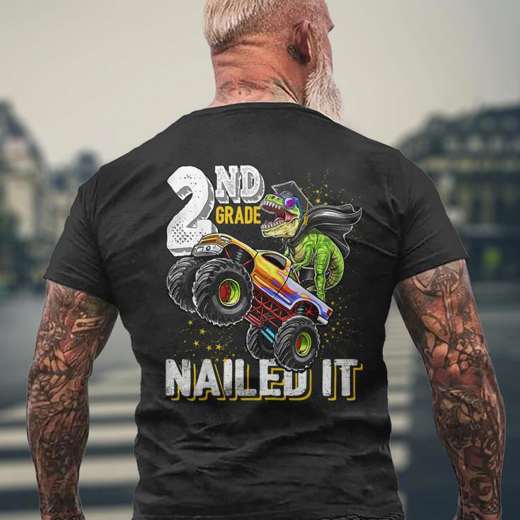2Nd Grade Nailed It Dinosaur Monster Truck Graduation Cap Men's Back Print T-shirt Gifts for Old Men