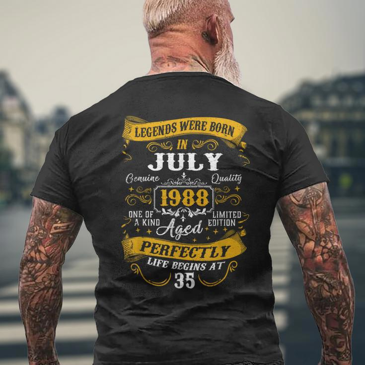 35Th Birthday Gift 35 Years Old Legends Born July 1988 Mens Back Print T-shirt Gifts for Old Men
