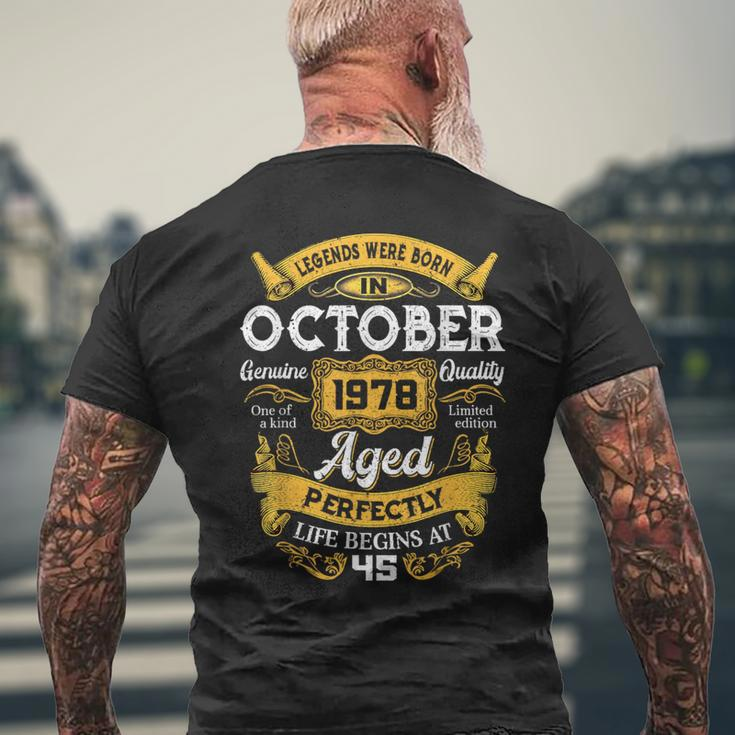 45 Years Old Legends Born In October 1978 45Th Birthday Men's T-shirt Back Print Gifts for Old Men