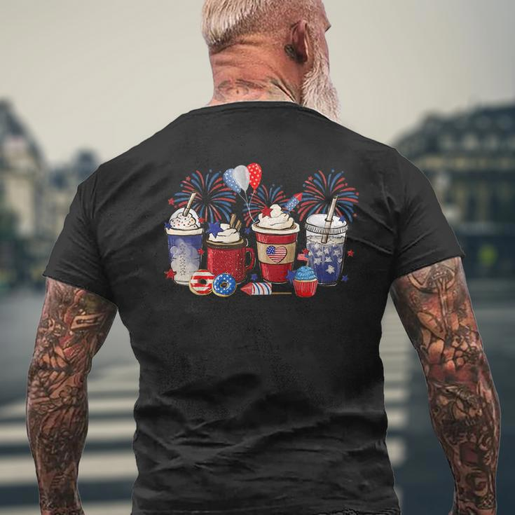 4Th Of July Coffee Lover Patriotic Ice Cream Red And Blue Patriotic Funny Gifts Mens Back Print T-shirt Gifts for Old Men