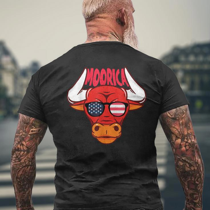 4Th Of July Cow Moorica American Flag Patriotic Usa Mens Back Print T-shirt Gifts for Old Men
