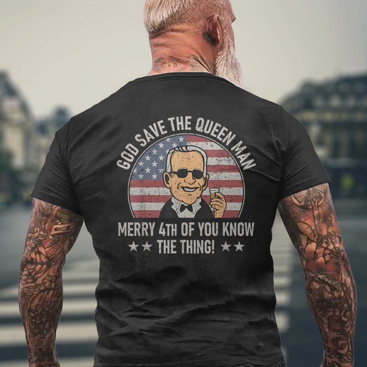 4Th Of July God Save The Queen Man Funny Usa Joe Biden Meme Men's Crewneck Short Sleeve Back Print T-shirt Gifts for Old Men