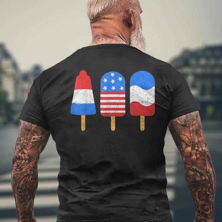 4Th Of July Ice Pops Red White Blue American Flag Patriotic Mens Back Print T-shirt Gifts for Old Men