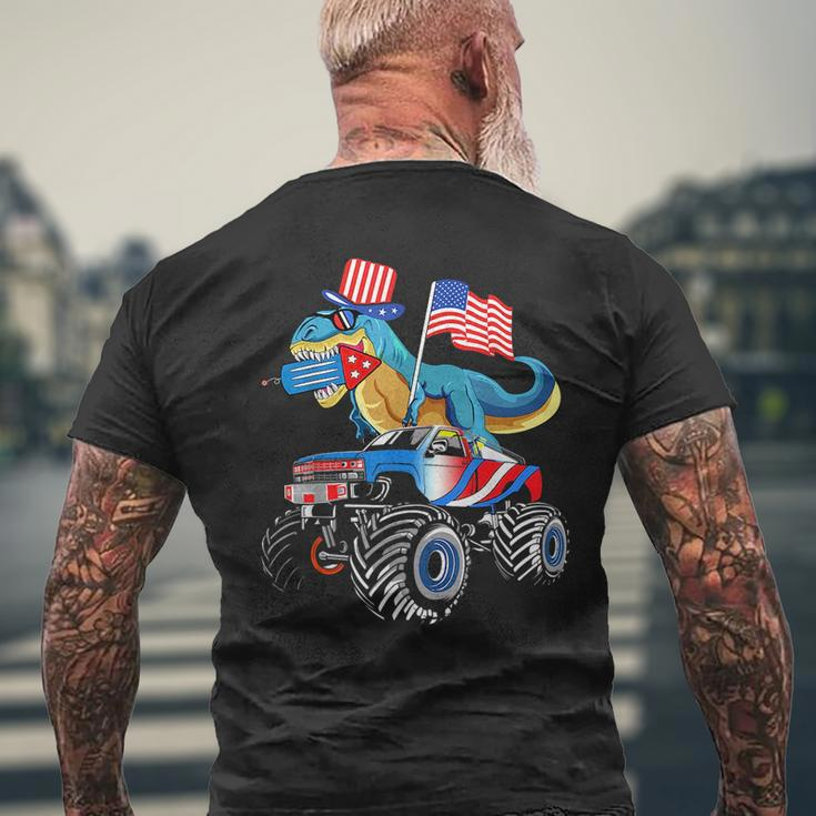 4Th Of July Kids Boys Dinosaur Firework American Flag Usa Mens Back Print T-shirt Gifts for Old Men