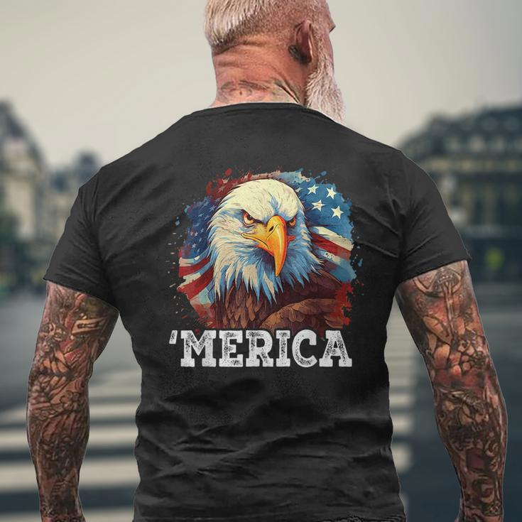 4Th Of July Merica Bald Eagle Usa Patriotic American Flag Mens Back Print T-shirt Gifts for Old Men