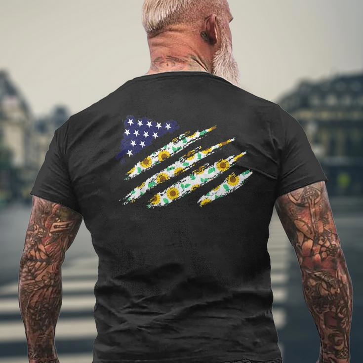 4Th Of July Sunflower American Flag Patriotic Usa Mens Back Print T-shirt Gifts for Old Men