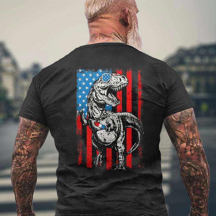 4Th Of July Trex Dinosaur American Flag Patriotic Gift Mens Back Print T-shirt Gifts for Old Men