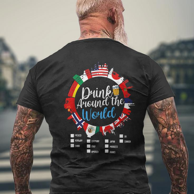 Adult Vacation Drinking Countries International National Mens Back Print T-shirt Gifts for Old Men