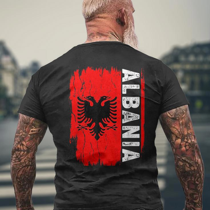 Albania Flag Albanian Family Sports Vintage Albania Mens Back Print T-shirt Gifts for Old Men