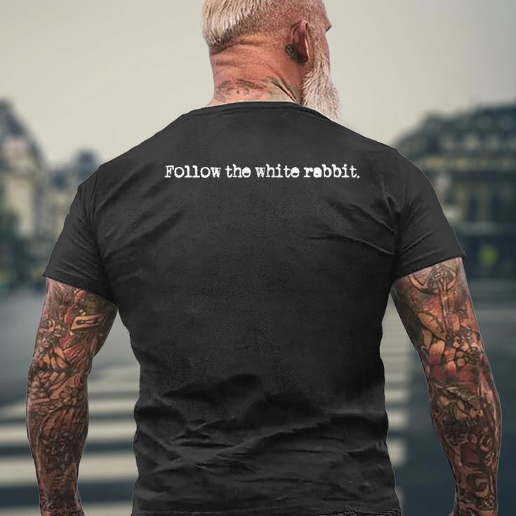 Alice Follow The White Rabbit QuoteMinimalist Men's T-shirt Back Print Gifts for Old Men
