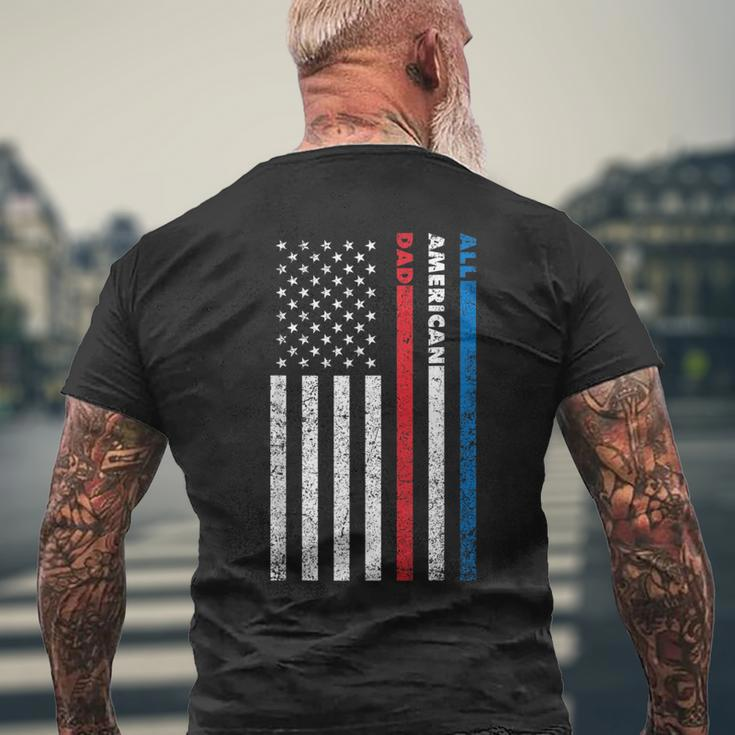 All-American Dad Patriotic Usa Flag Fathers Day Gift Mens Back Print T-shirt Gifts for Old Men