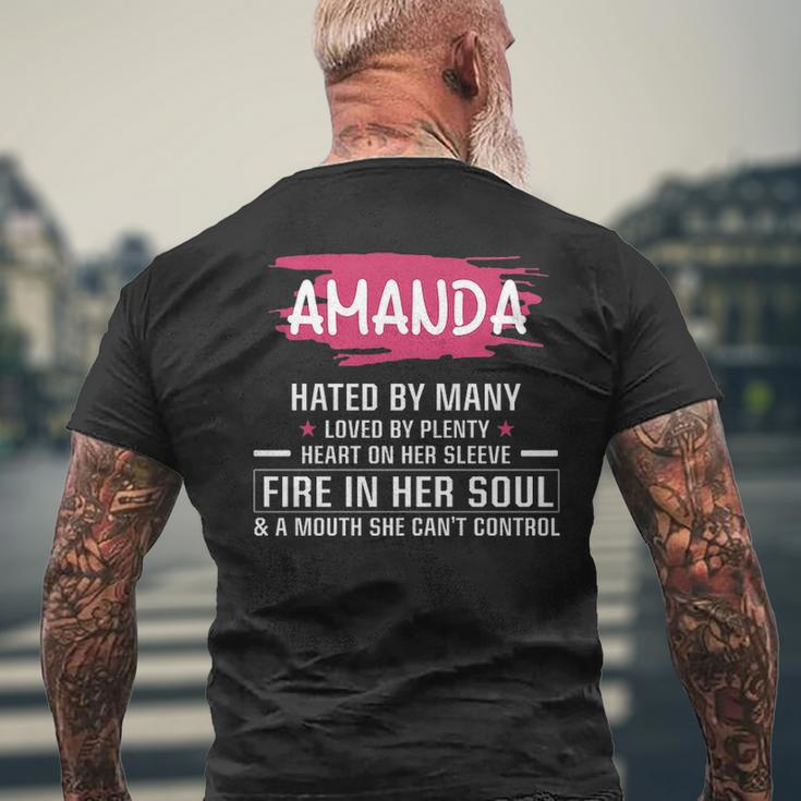 Amanda Name Gift Amanda Hated By Many Loved By Plenty Heart Her Sleeve Mens Back Print T-shirt Gifts for Old Men