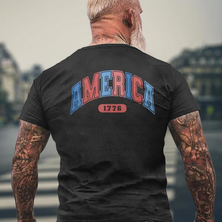 America 4Th Of July Retro Usa Memorial Day America Baseball Mens Back Print T-shirt Gifts for Old Men
