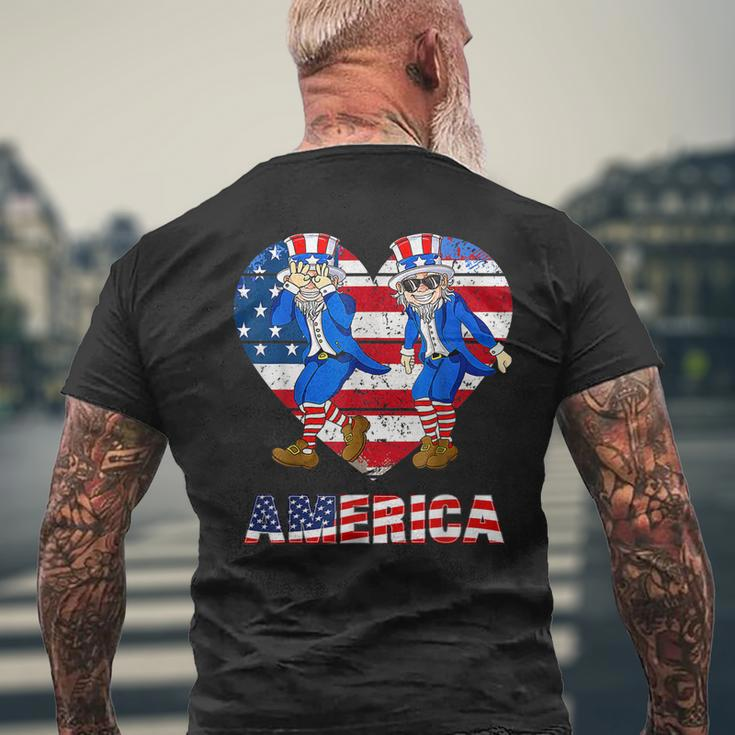 America Uncle Sam Griddy Dance 4Th Of July Men's Back Print T-shirt Gifts for Old Men
