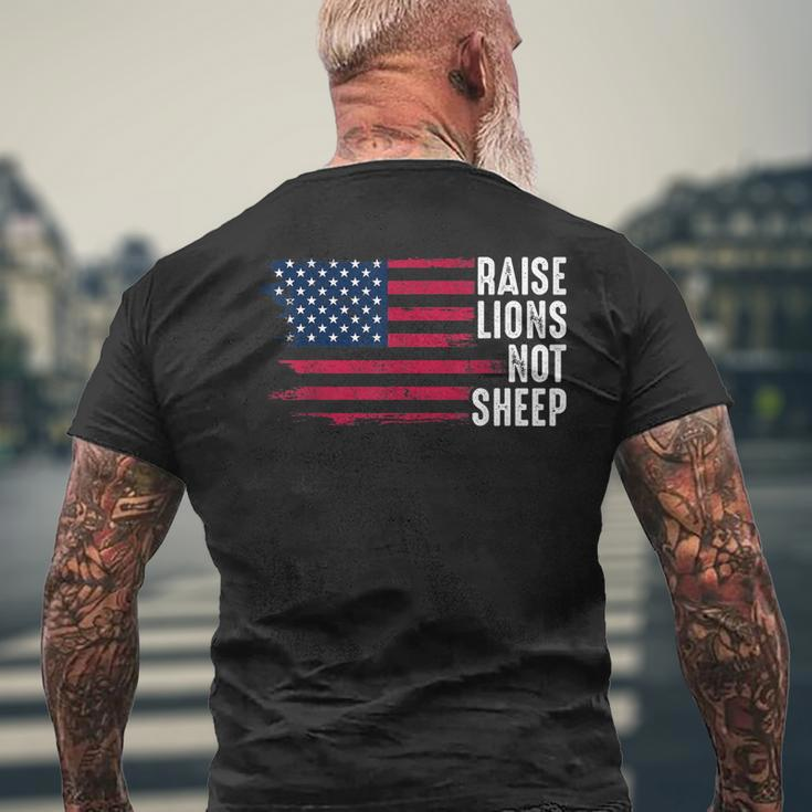 American Flag Patriot Raise Lions Not Sheep Patriotic Lion Men's Back Print T-shirt Gifts for Old Men