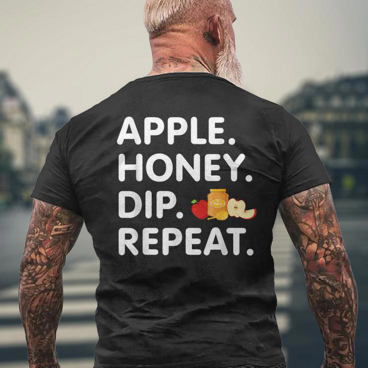 Apple Honey Dip Repeat Rosh Hashanah Jewish New Year Men's T-shirt Back Print Gifts for Old Men
