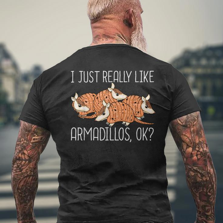 Armadillo Lover Kids Wildlife Animal Armadillo Mens Back Print T-shirt Gifts for Old Men