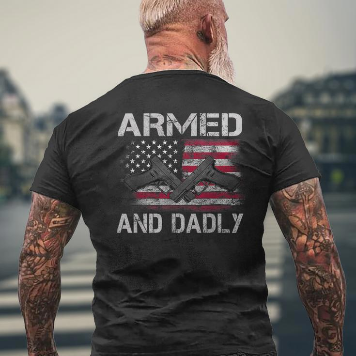 Armed And Dadly Funny Gun Lover Dad Usa Flag Fathers Day Mens Back Print T-shirt Gifts for Old Men