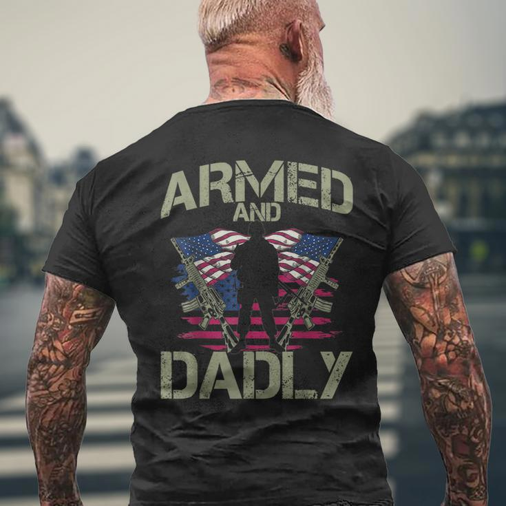 Armed And Dadly Deadly Fathers Day Veteran Usa Flag Men's Back Print T-shirt Gifts for Old Men