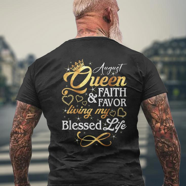 August Queen Living My Blessed Life Birthday Queen Crown Mens Back Print T-shirt Gifts for Old Men