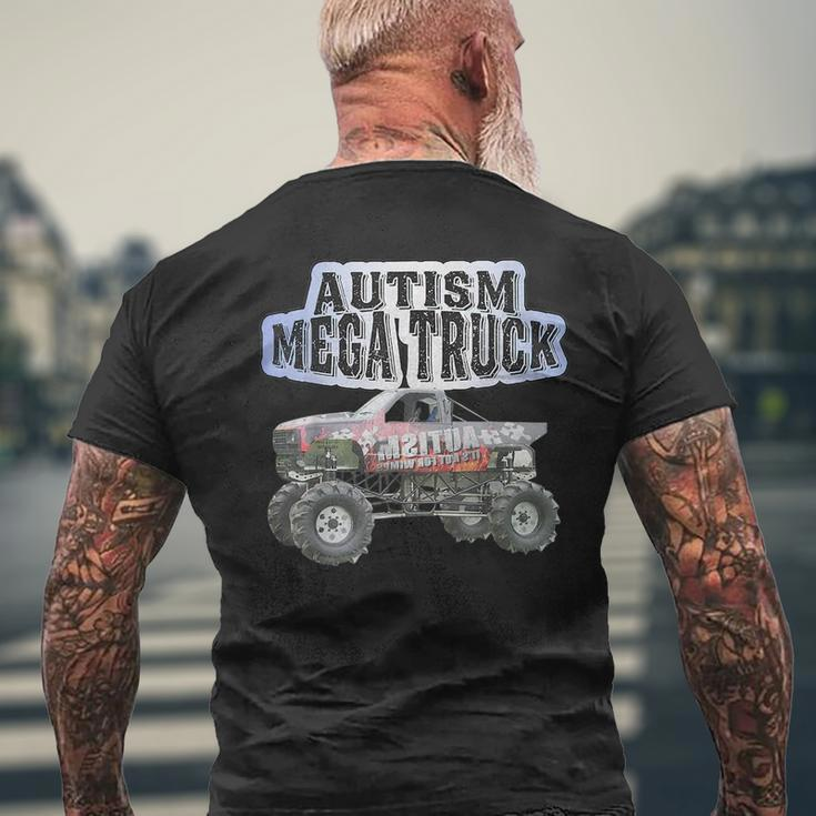 Autism Mega Truck Funny Truck Lover Autism Awareness Mens Back Print T-shirt Gifts for Old Men