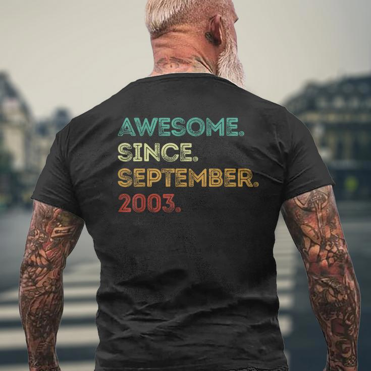 Awesome Since September 2003 20Th Birthday 20 Years Old Men's T-shirt Back Print Gifts for Old Men