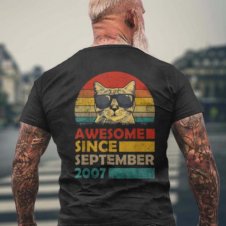 Awesome Since September 2007 16Th Birthday Cat Lover Men's T-shirt Back Print Gifts for Old Men