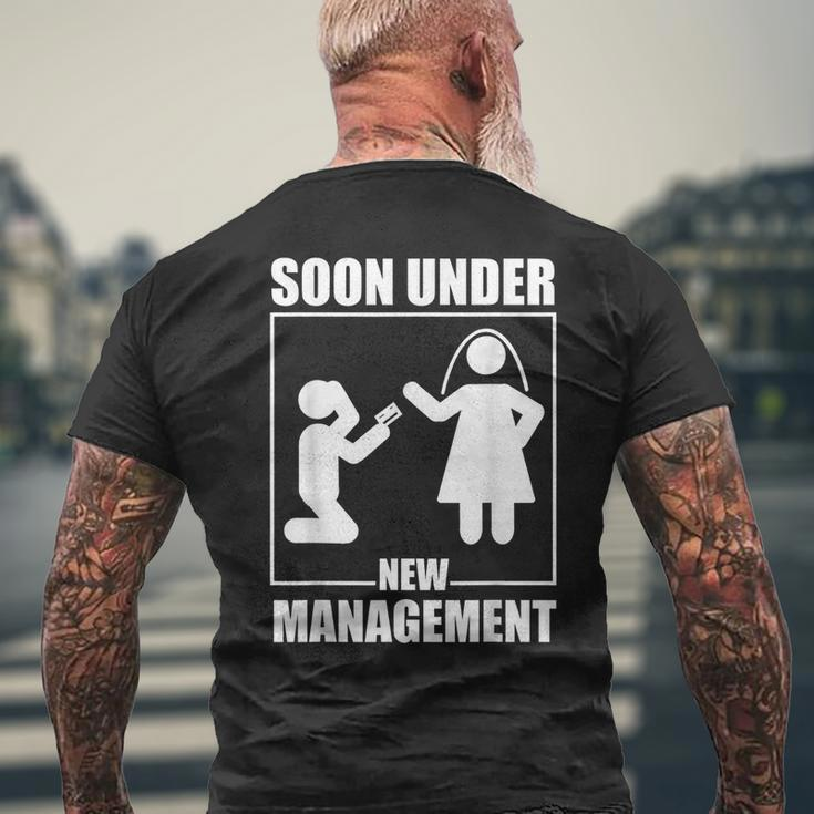 Bachelor Party Under New Management Wedding Groom Mens Back Print T-shirt Gifts for Old Men