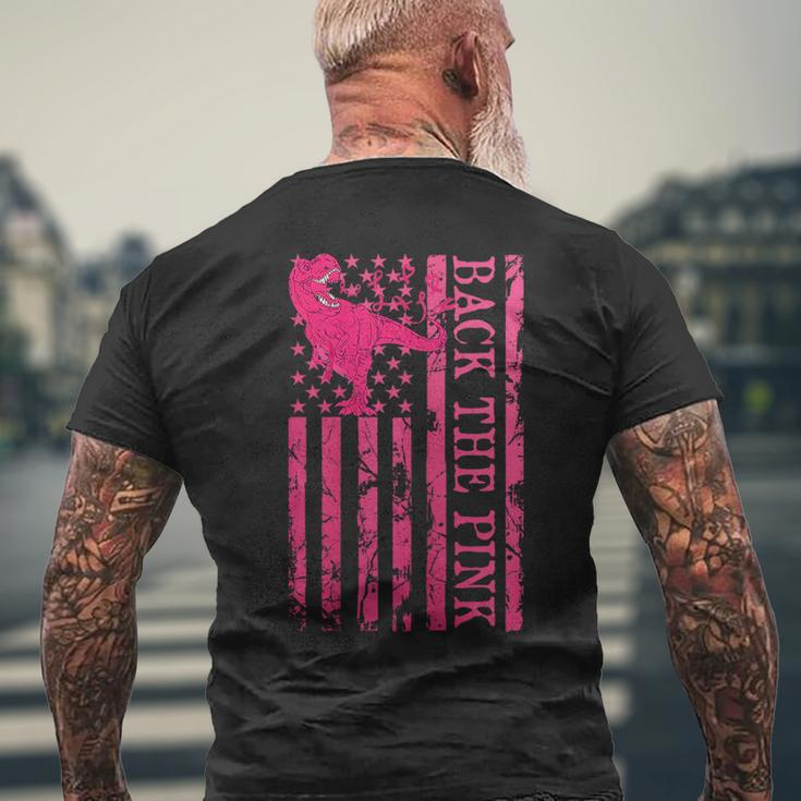 Back The Pink Warrior Flag American Breast Cancer Awareness Breast Cancer Awareness Funny Gifts Mens Back Print T-shirt Gifts for Old Men