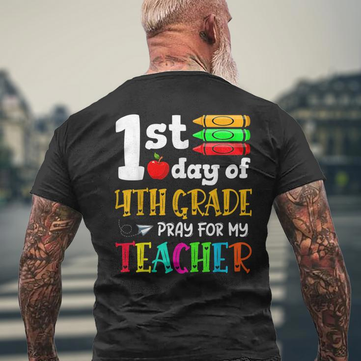 Back To School 1St Day Of 4Th Grade Pray For My Teacher Kids Mens Back Print T-shirt Gifts for Old Men
