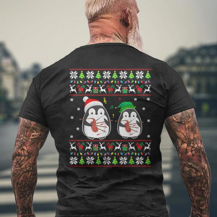 Bagpipes Ugly Christmas Sweater Elf Santa Penguin Matching Men's T-shirt Back Print Gifts for Old Men