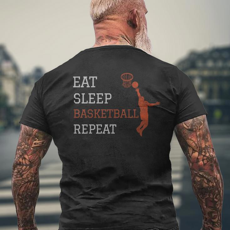 Basketball Coach Eat Sleep Basketball Repeat Basketball Mens Back Print T-shirt Gifts for Old Men