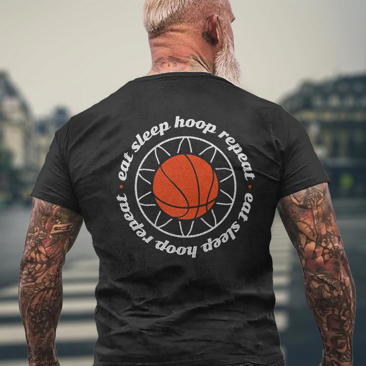 Basketball Motivation - Eat Sleep Hoop Repeat Mens Back Print T-shirt Gifts for Old Men