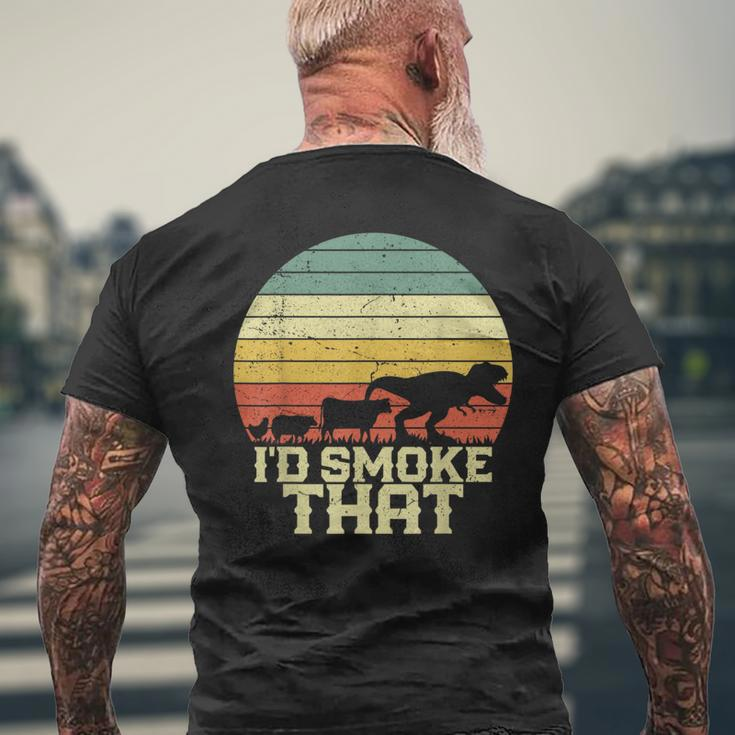 Bbq Id Smoke That Smoking Grilling Dinosaur Funny Mens Back Print T-shirt Gifts for Old Men